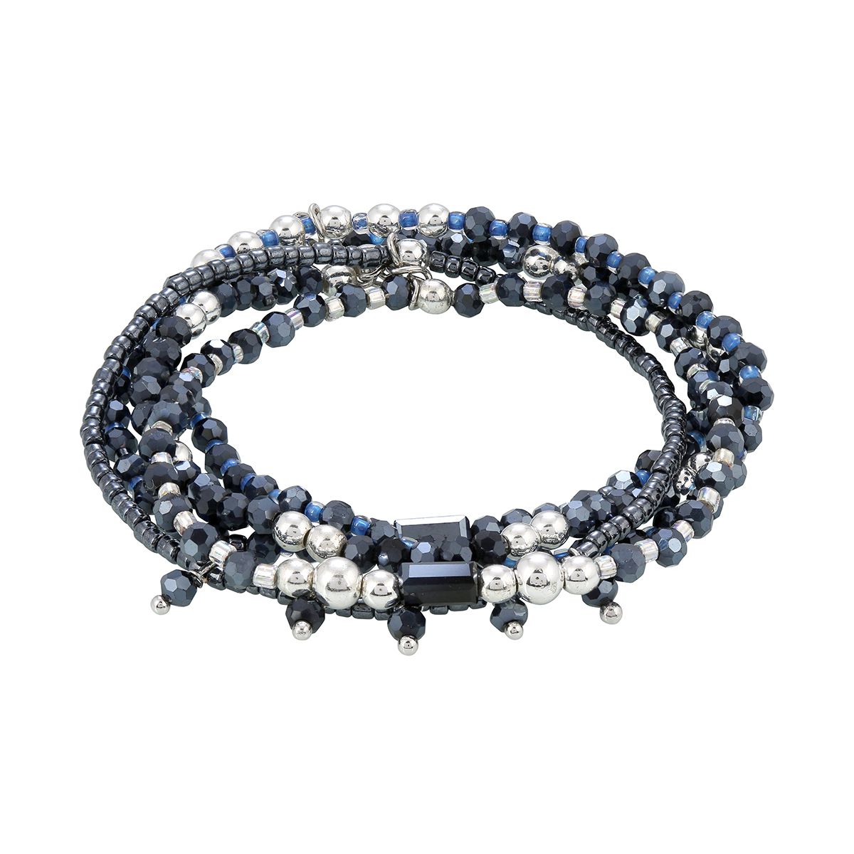 5-fach Armband Navy/Silver