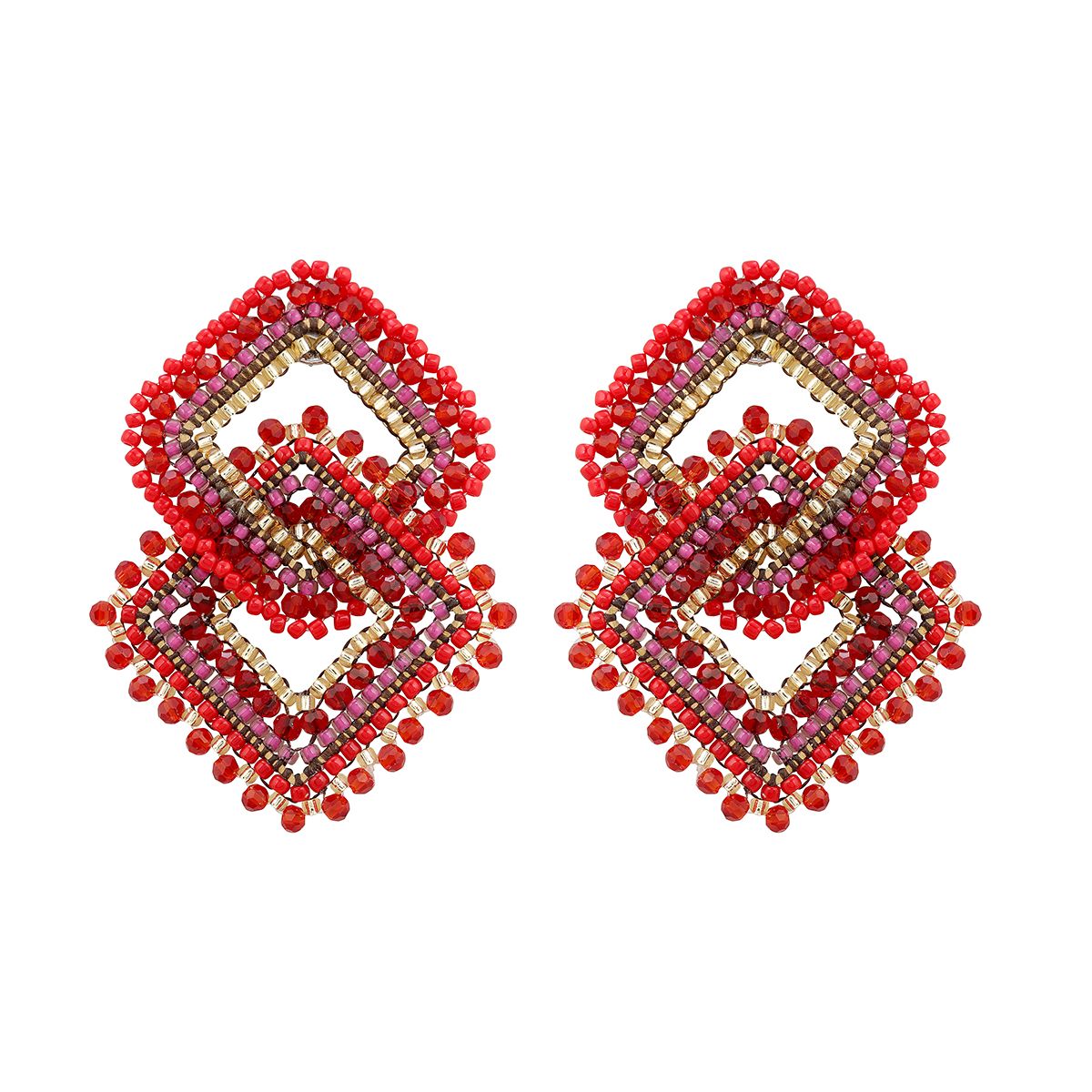 Boho Twisted Squares Red