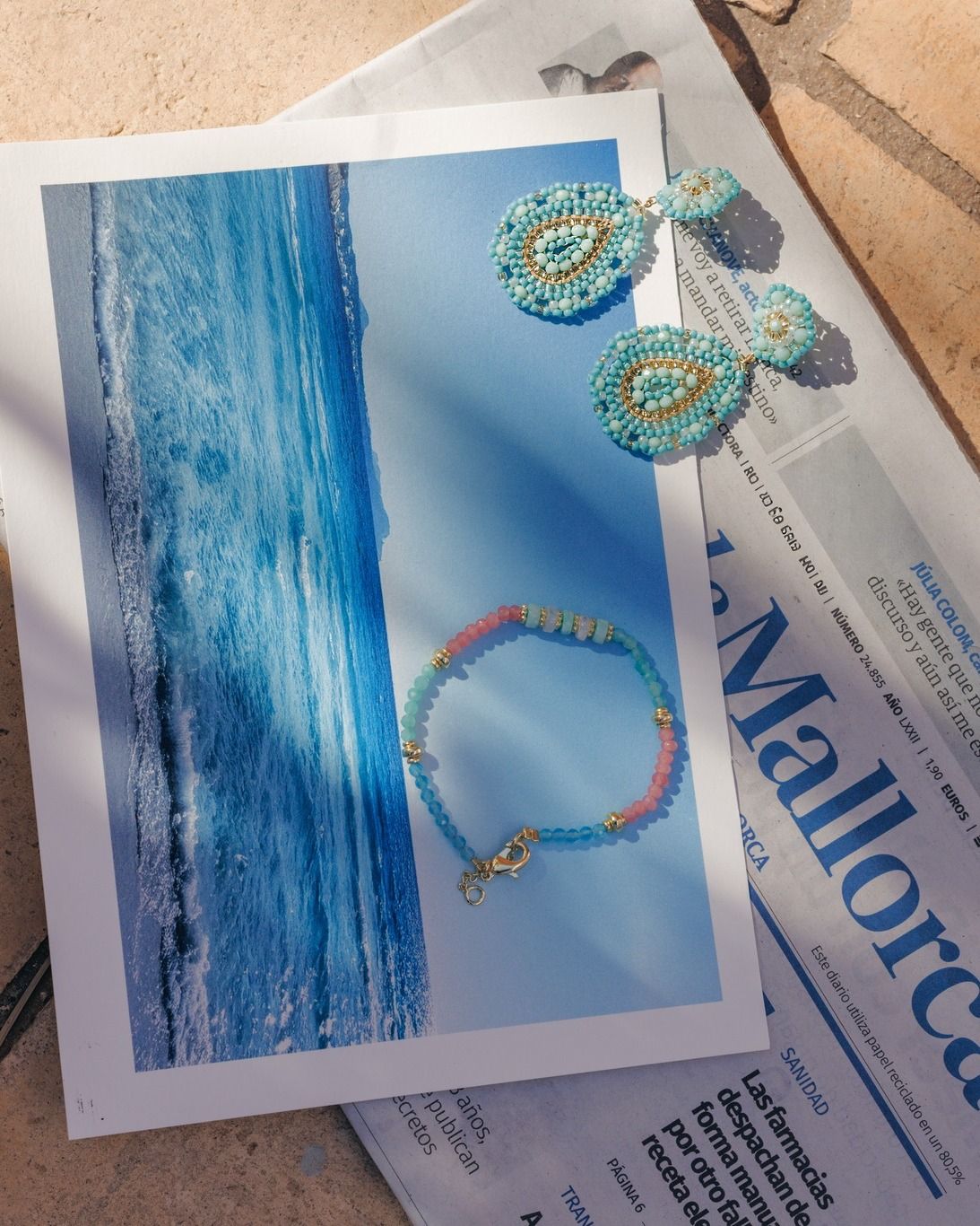 Greetings From Our Mediterranean Era: Boho Tropfen Small Türkis/ Armband Rainbow Stones ... CAJOY 🇪🇸🌈