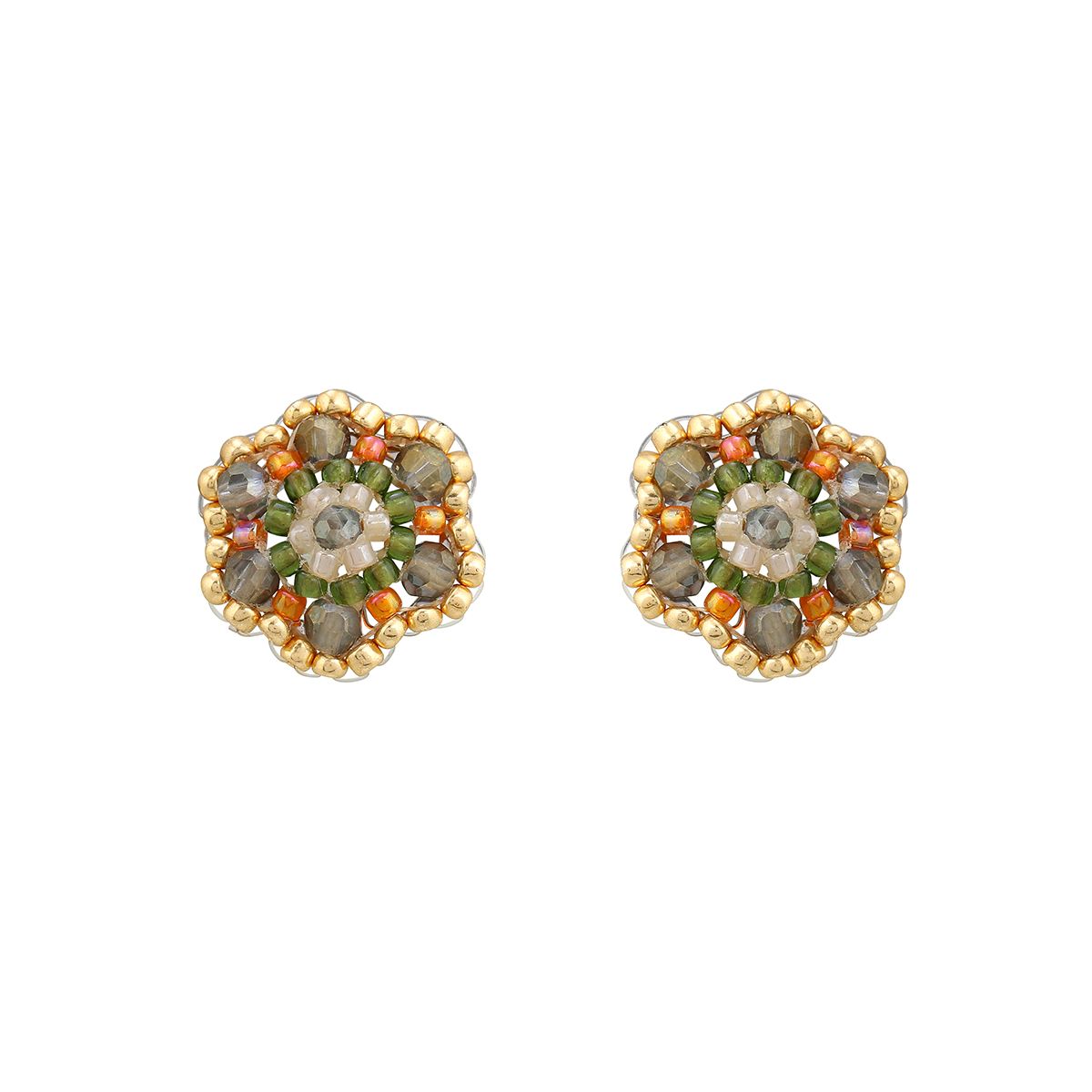 Fleur Boho Studs Seaweed/Orange