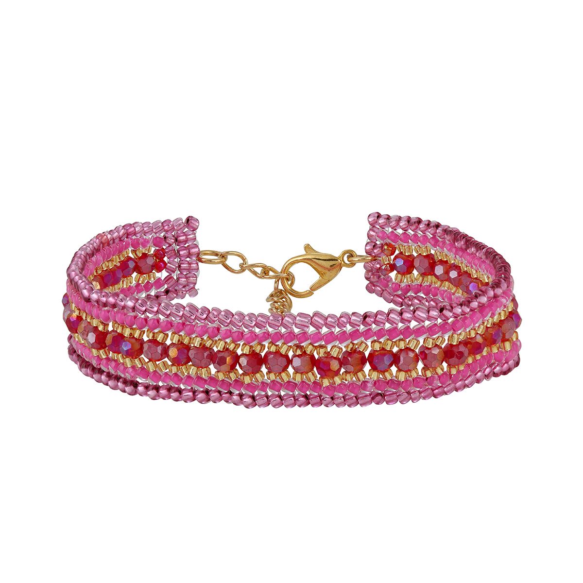 Schmales Boho Bracelet Red/Pink