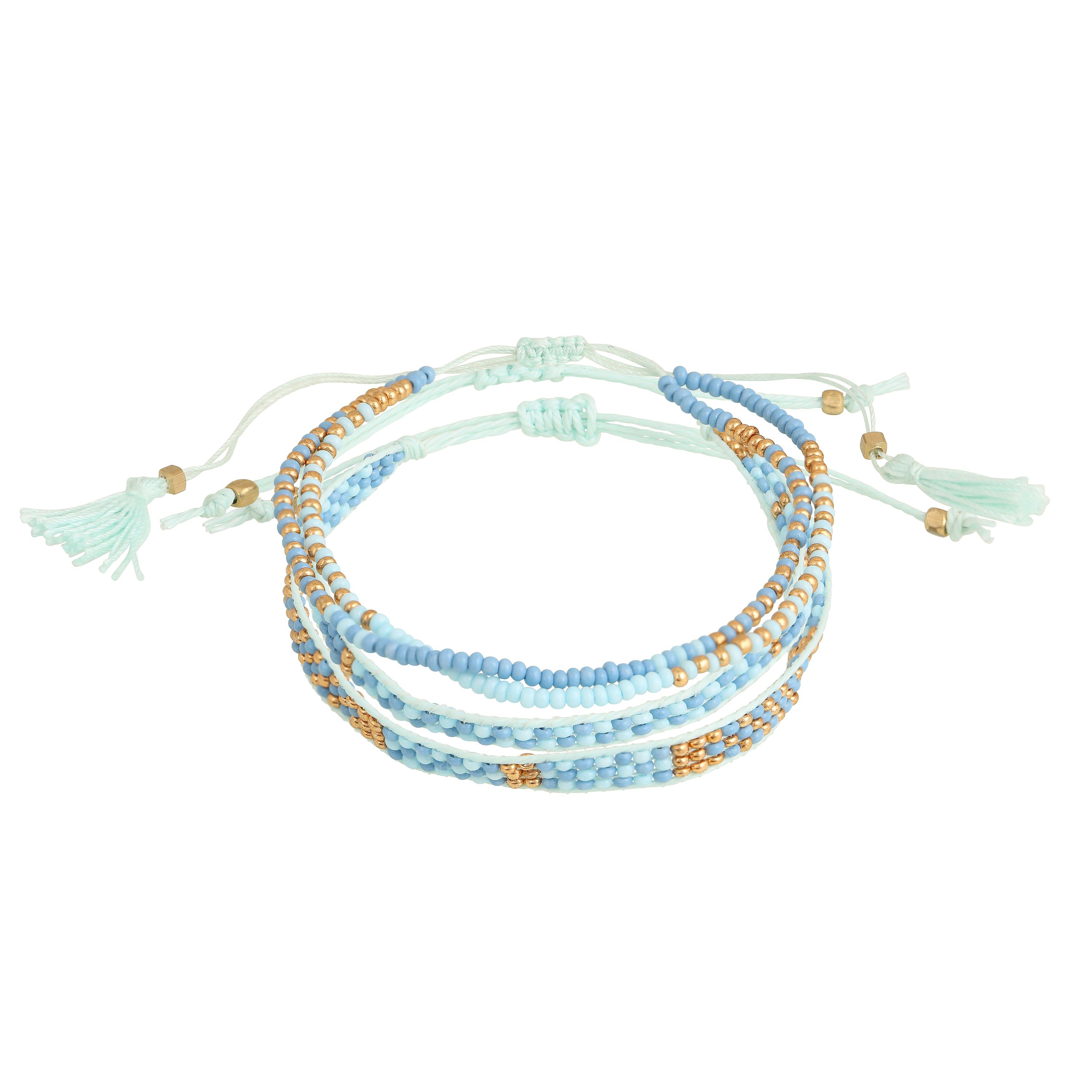Dreifacharmband Light Blue/Gold