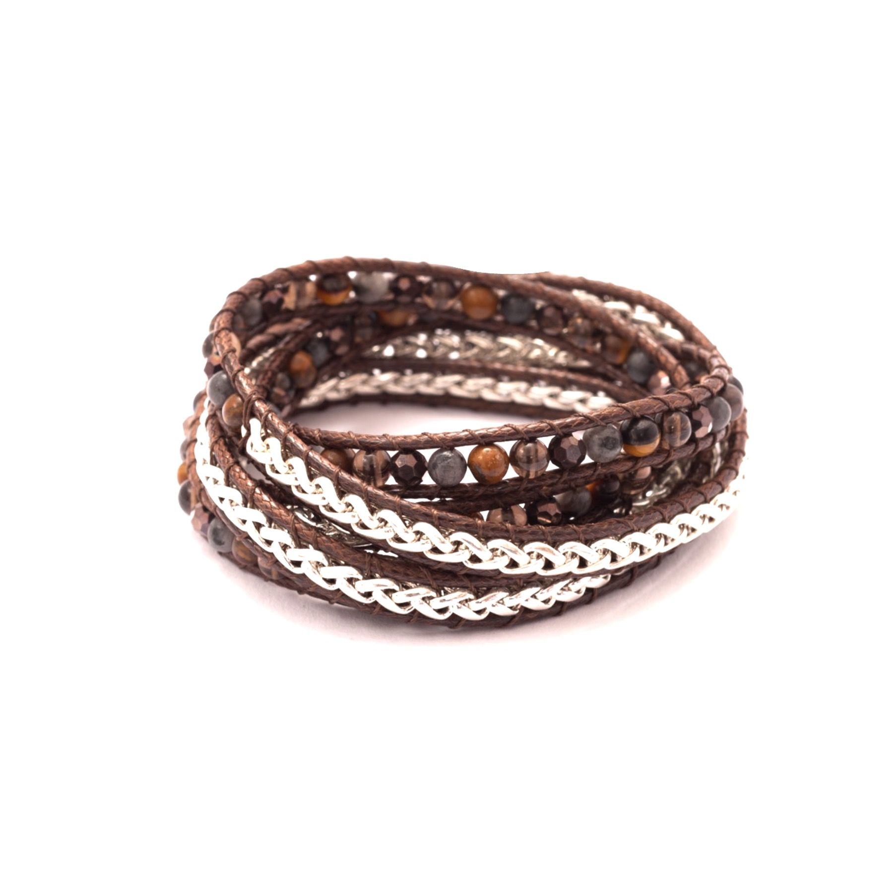 Wickelarmband Braun/Silber