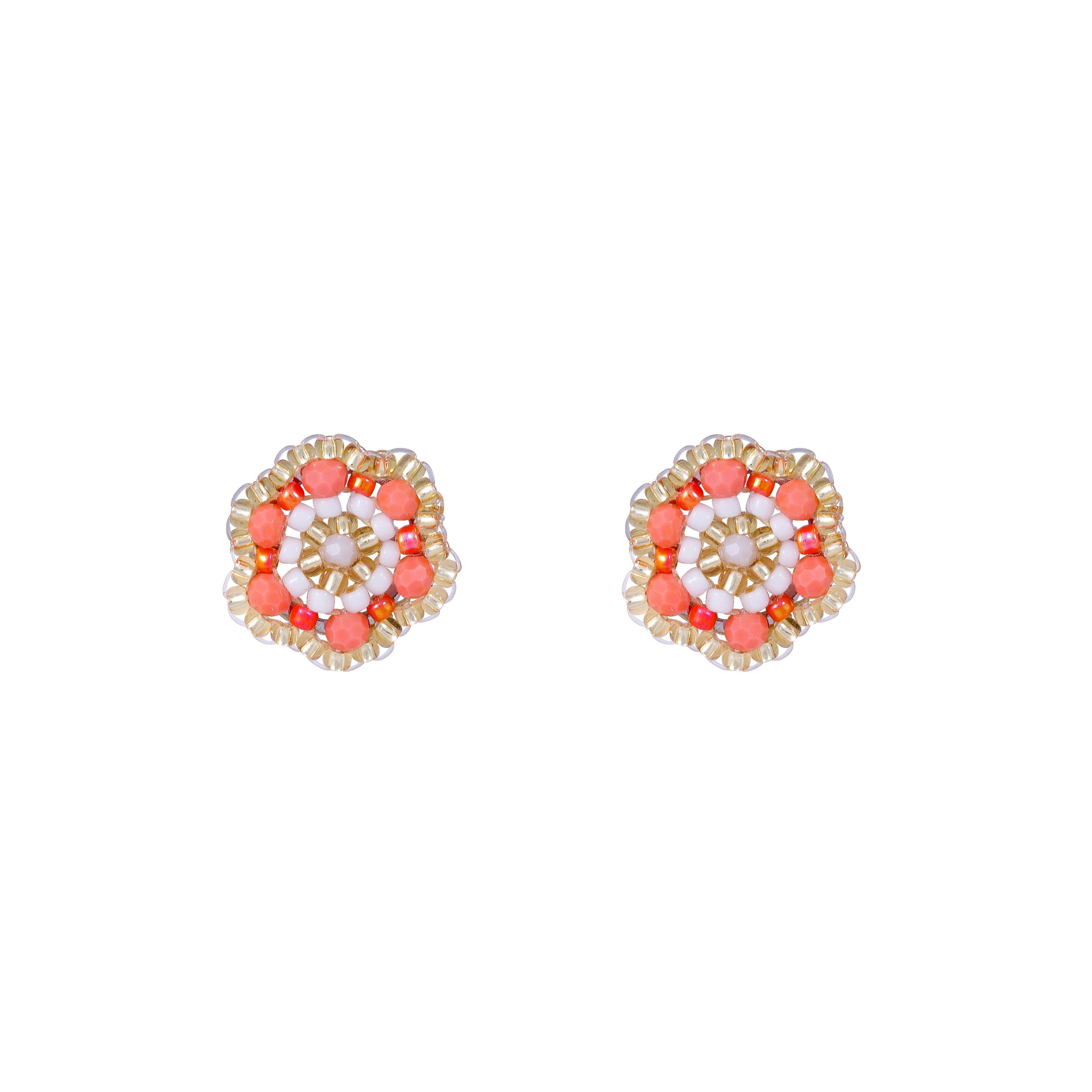 Fleur Boho Studs Koralle/Weiß