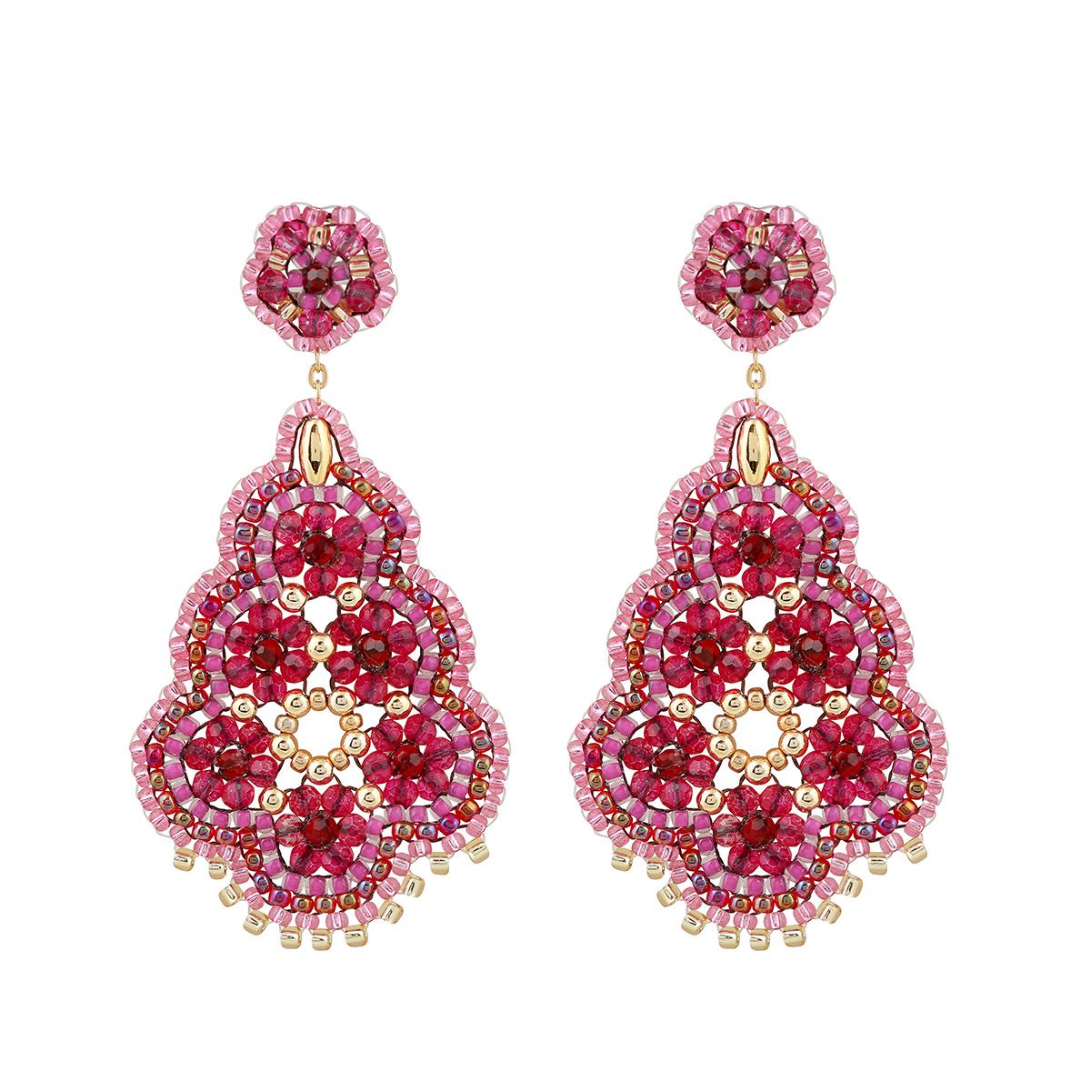 Boho Flower Drops Red/Pink