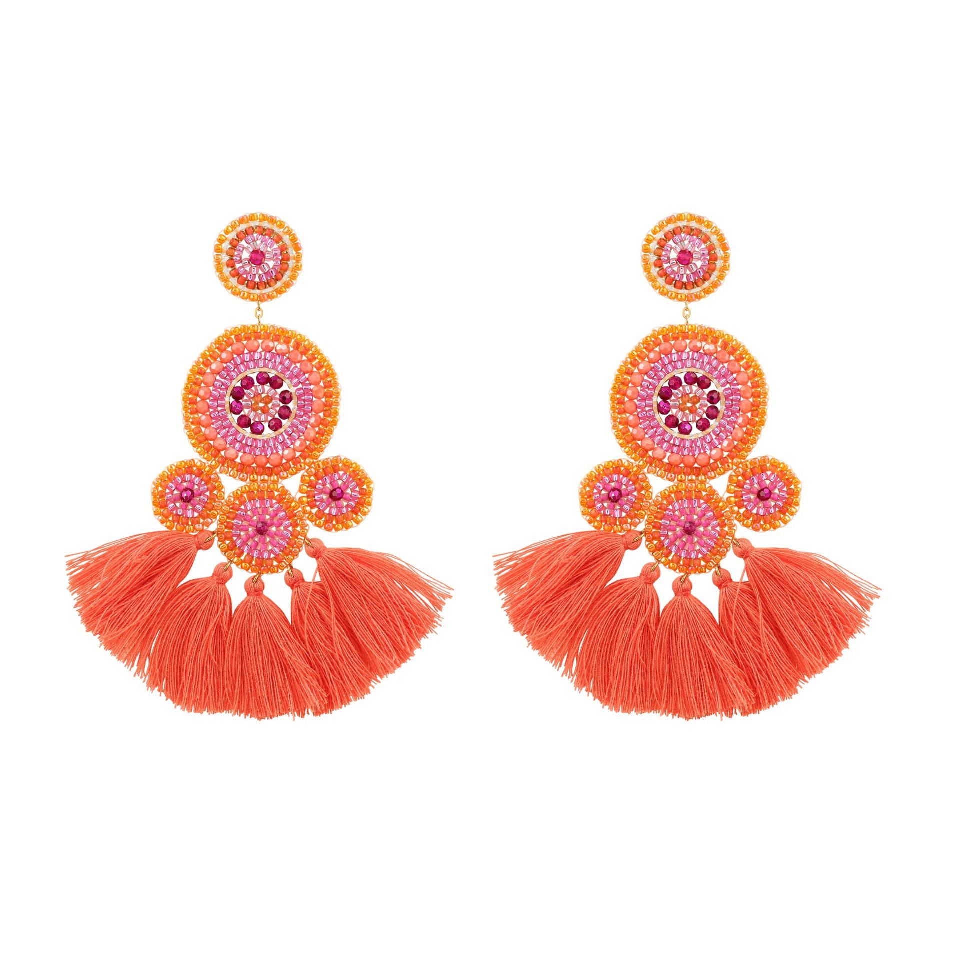 Boho Orange/Pink Tassels