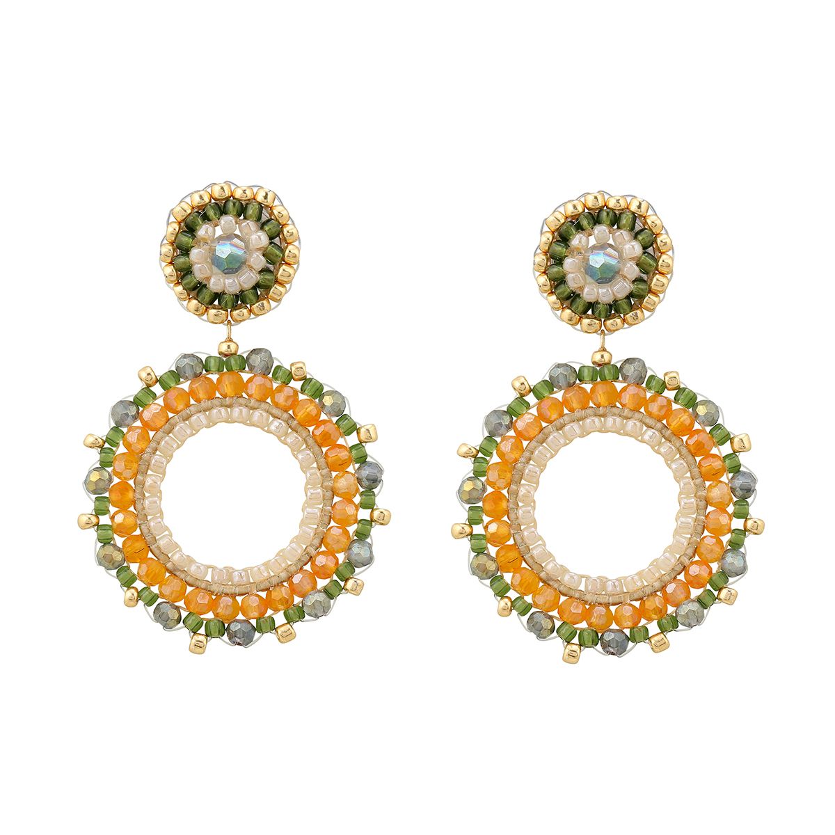 Boho Small Circle Seaweed/Orange