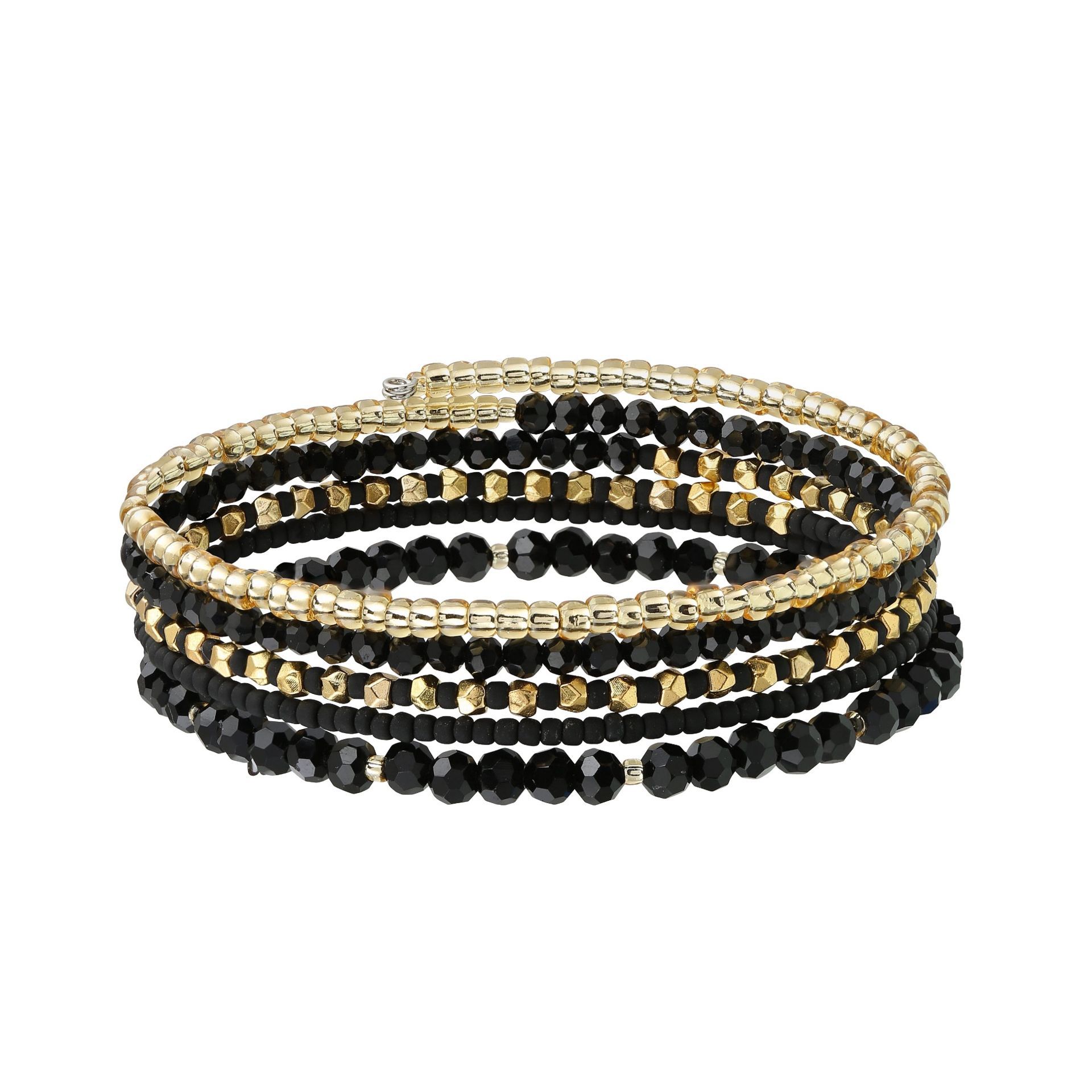 Schmaler Drahtarmreifen Schwarz/Gold