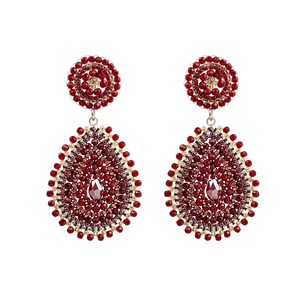 Boho Tropfen Bordeaux/Gold