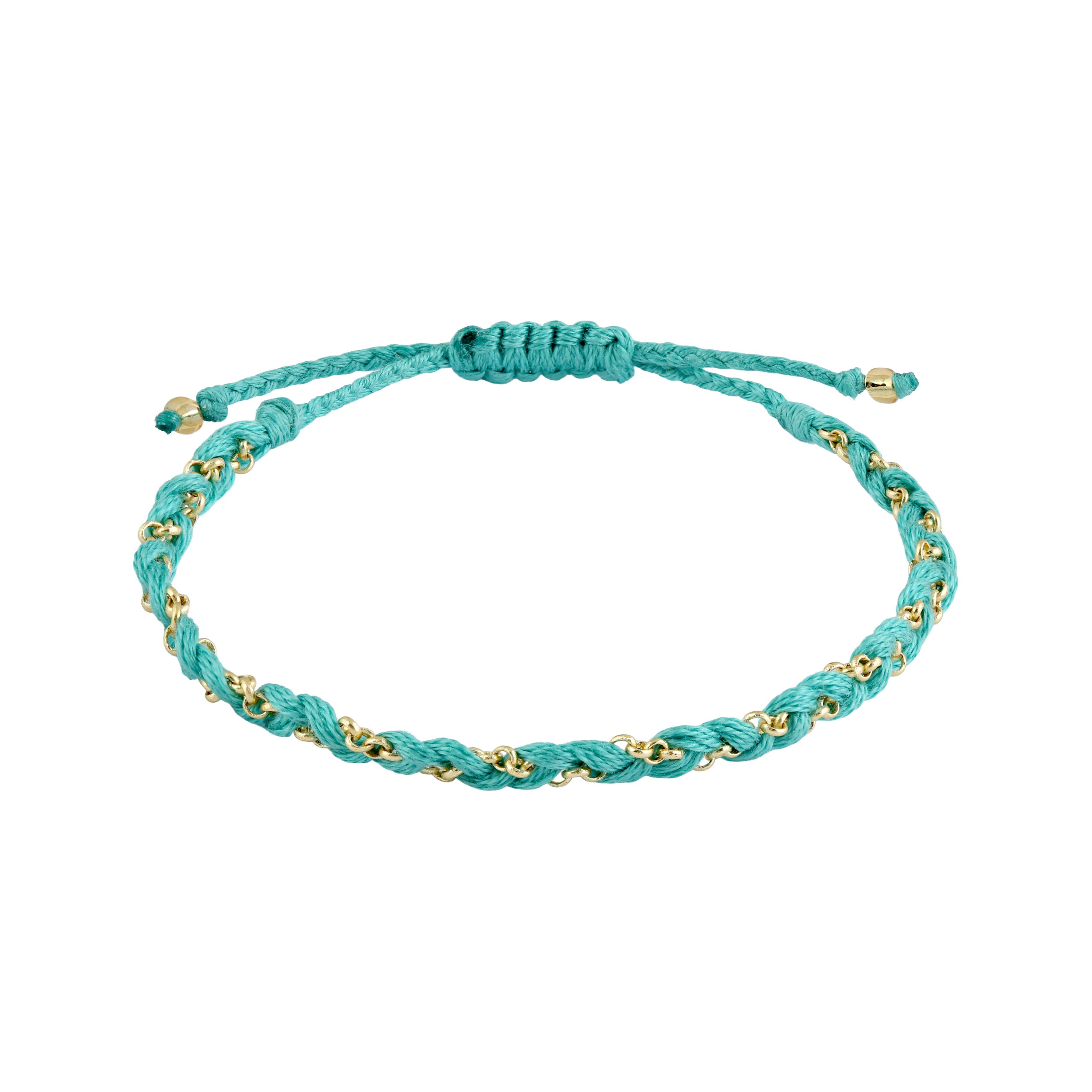 Textilarmband mit Chain Türkis