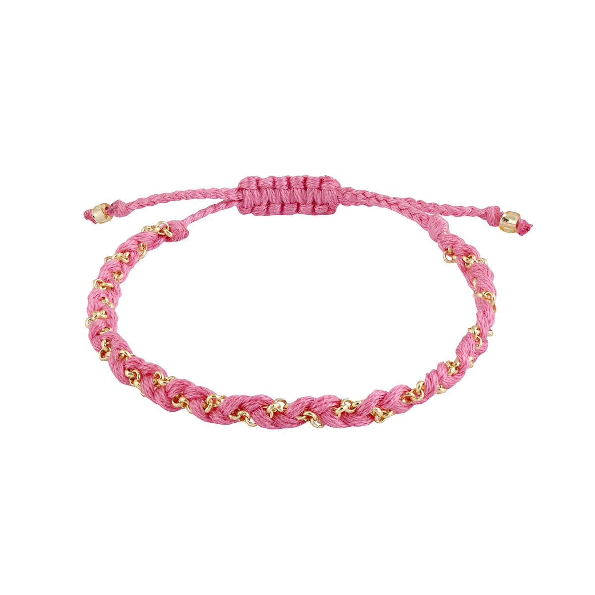Textilarmband mit Chain Rosa