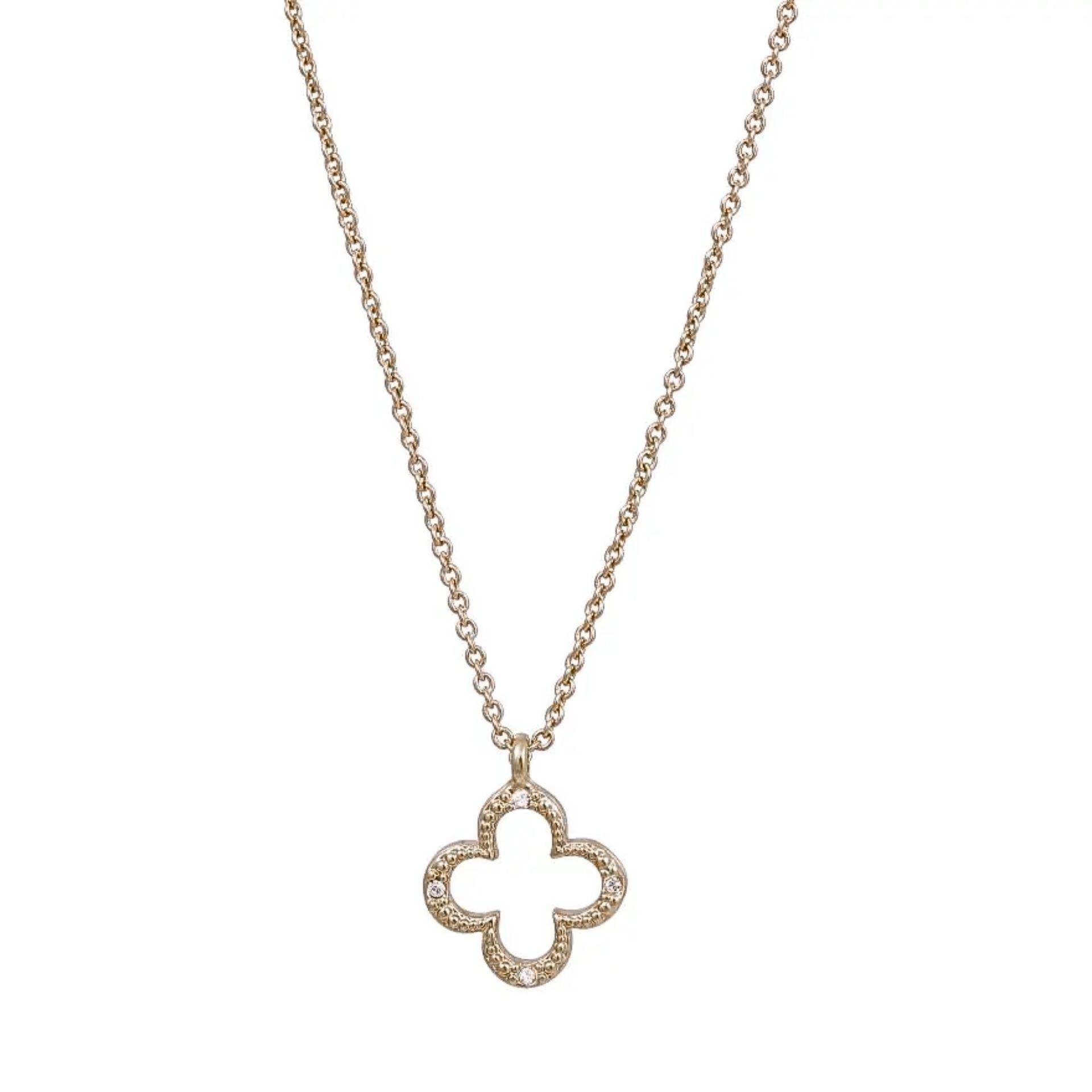 Necklace with cloverleaf and crystals