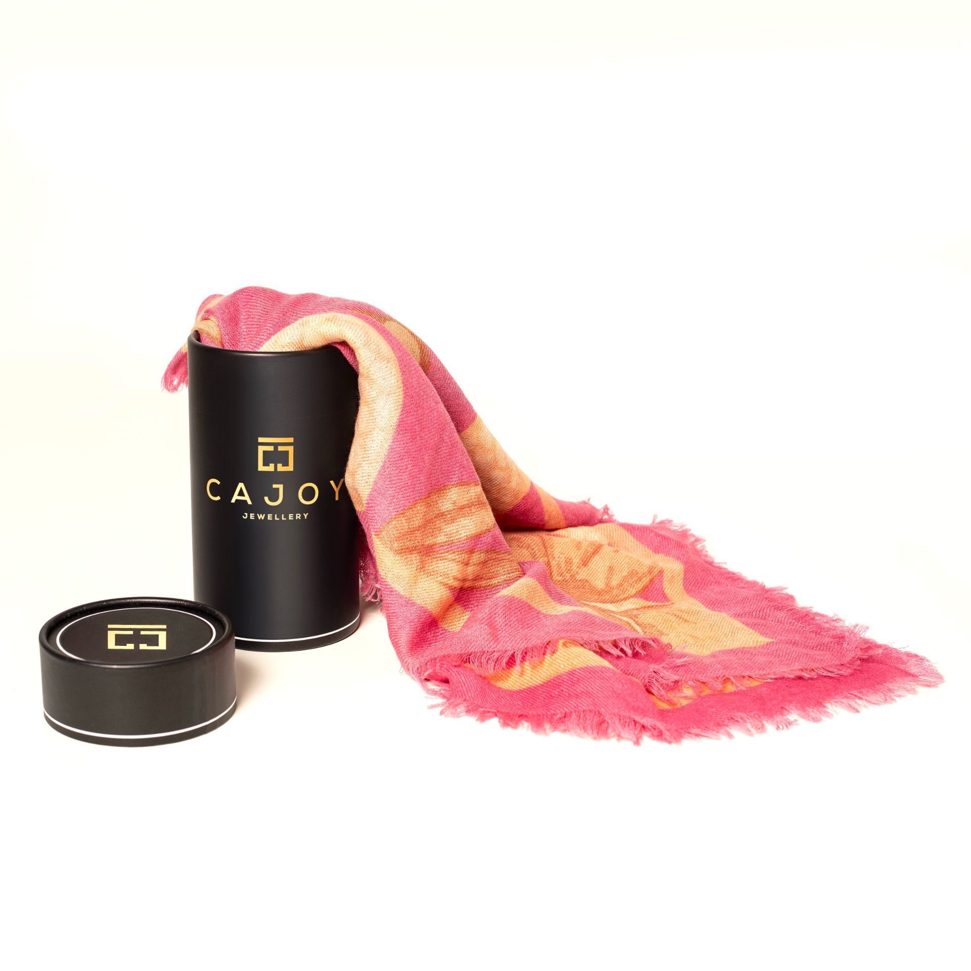 Merinoschal Pink/Koralle Print