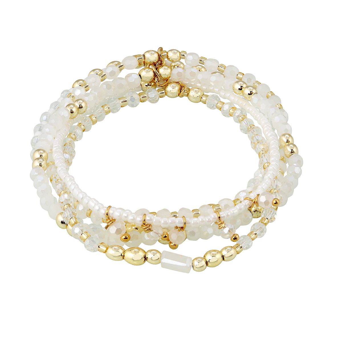 5-fach Armband Weiß/Gold