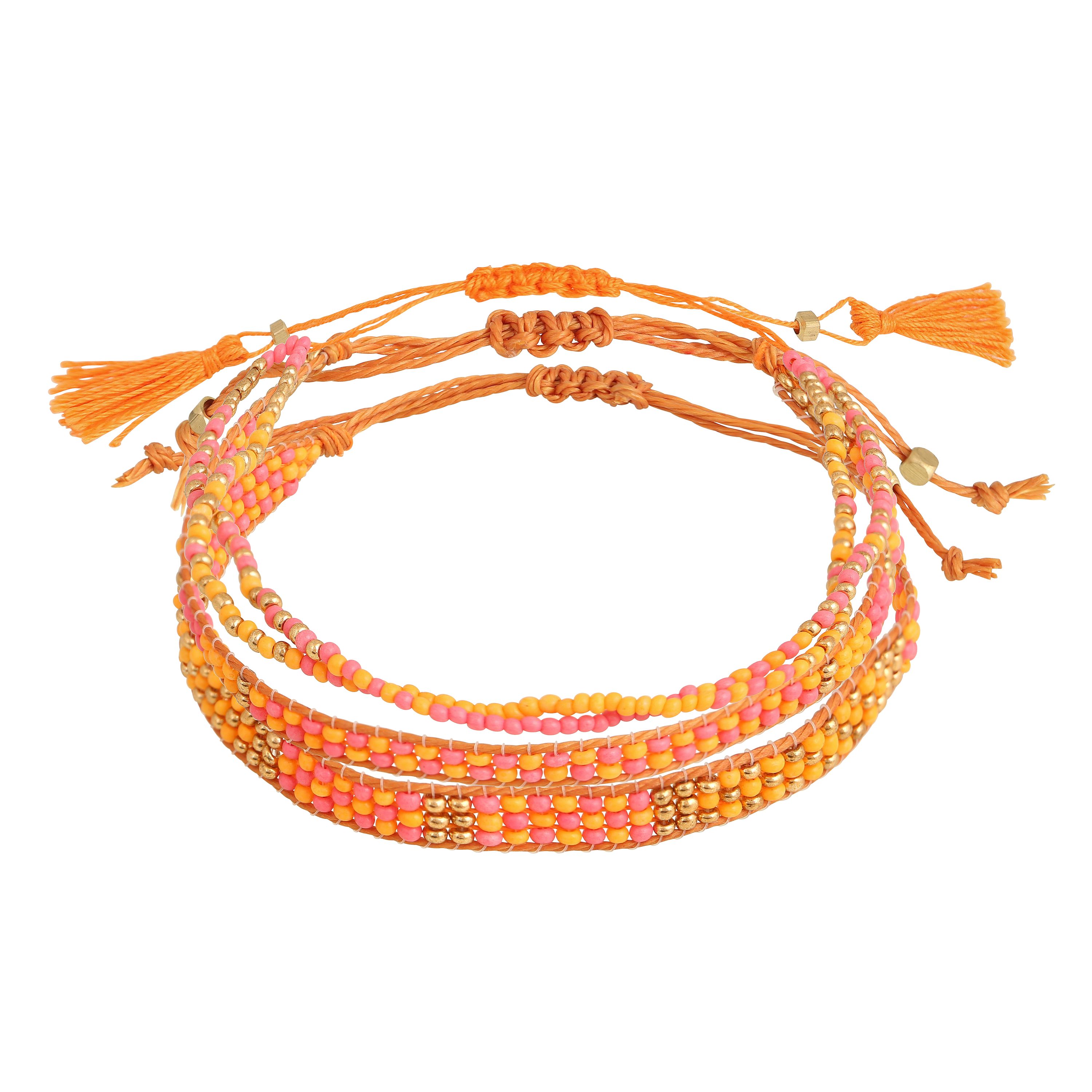 Dreifacharmband Orange/Pink