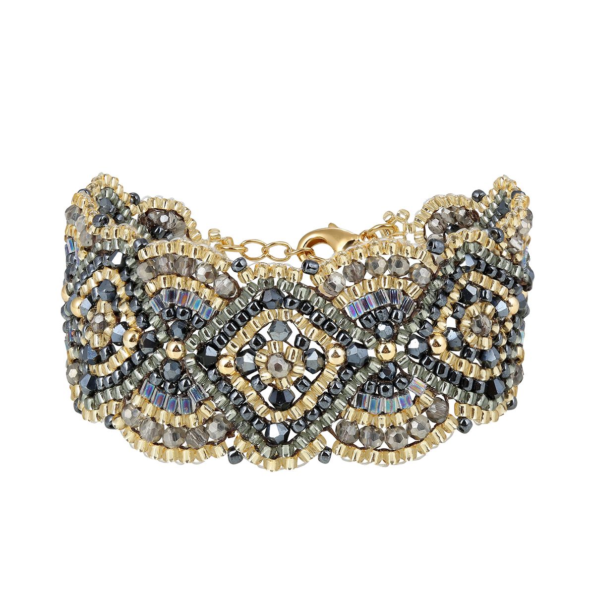 Boho Oriental Bracelet Grey/Gold