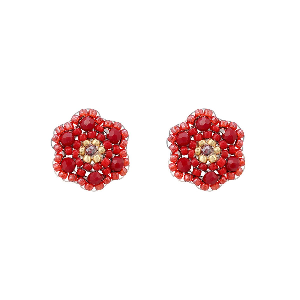 Fleur Boho Studs Vibrant Red