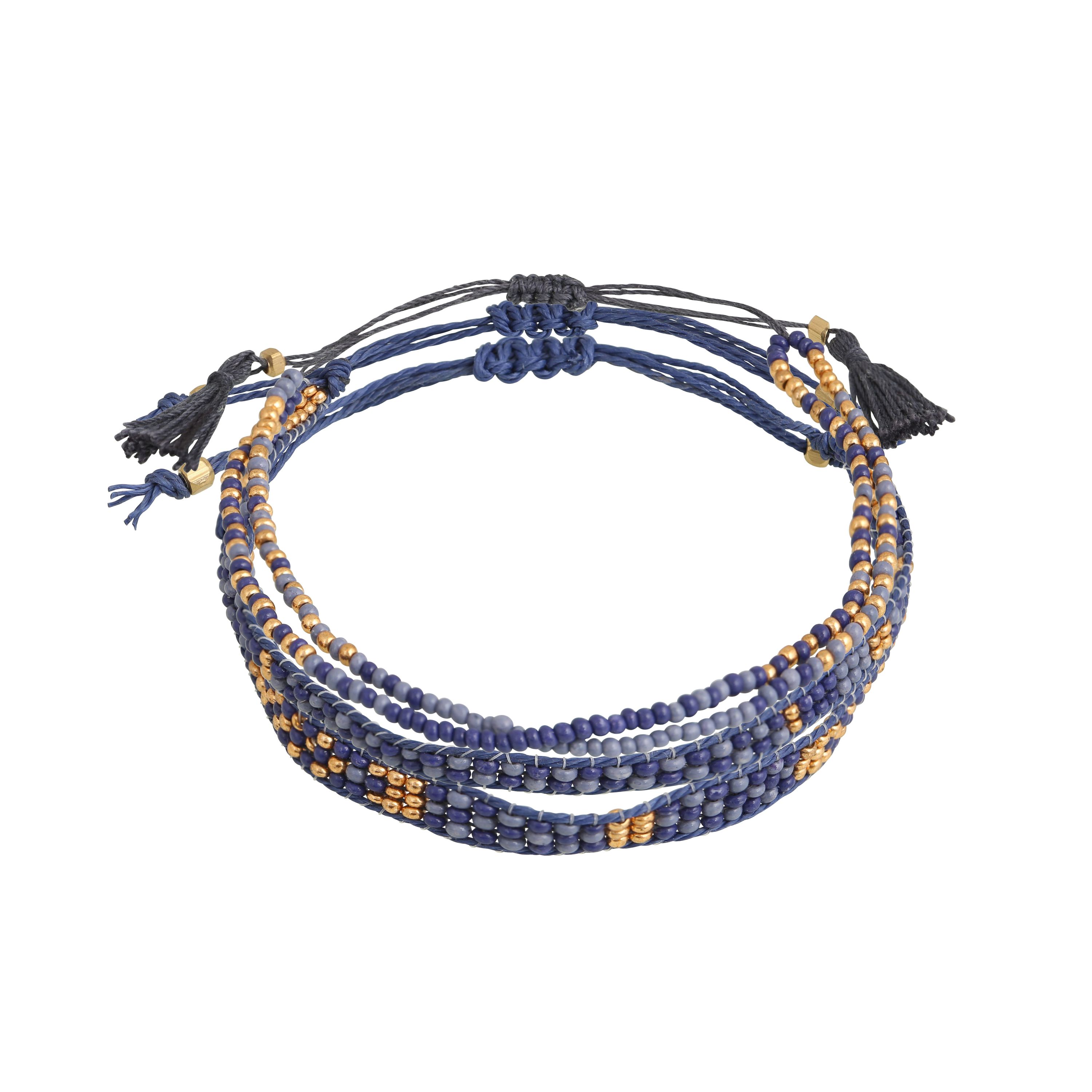 Dreifacharmband Navy/Gold