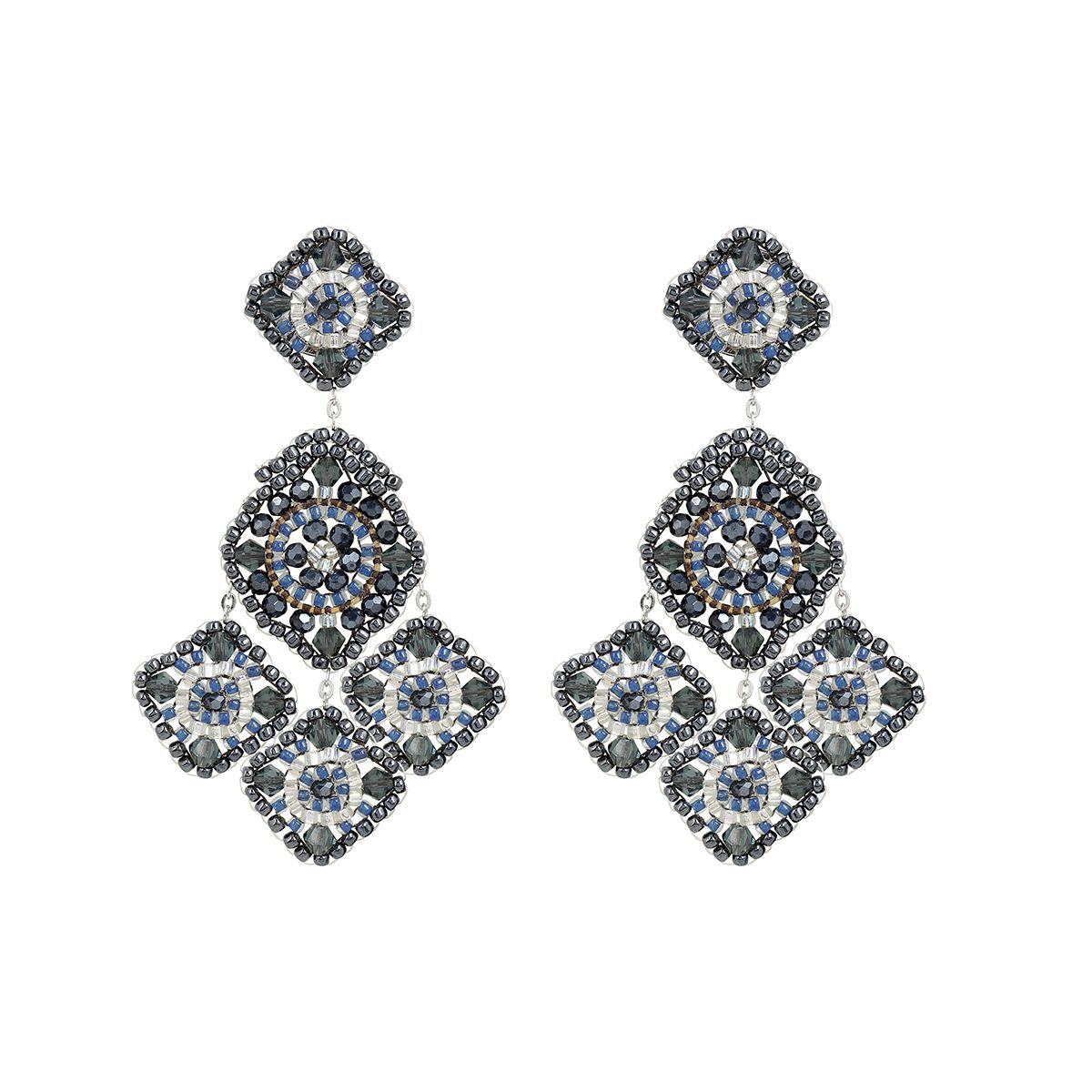 Boho Ohrring Navy/Silver large