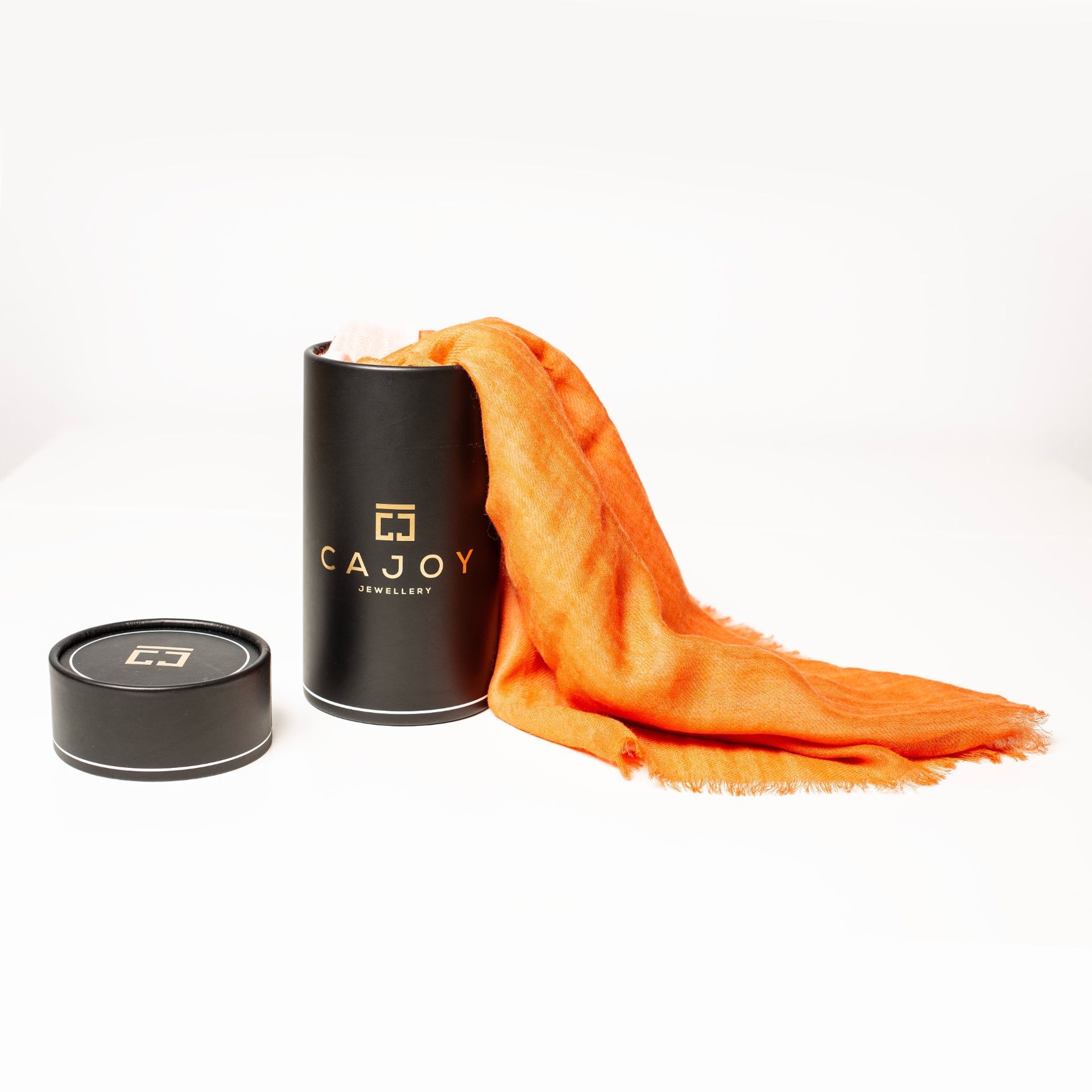 Zweifarbiger Schal Weiss/Orange