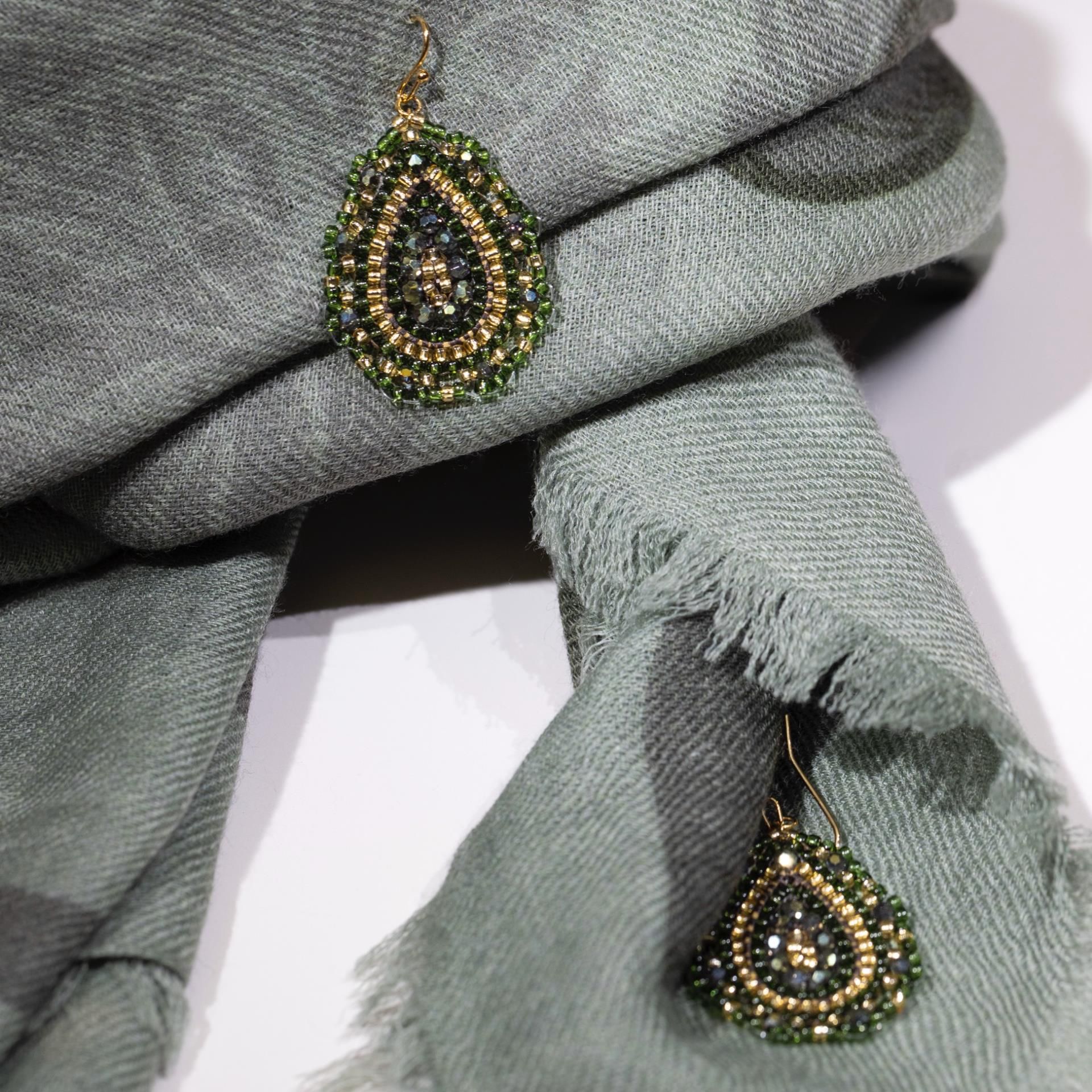 Écharpe mérinos Vert Print Écharpe mérinos Vert Print