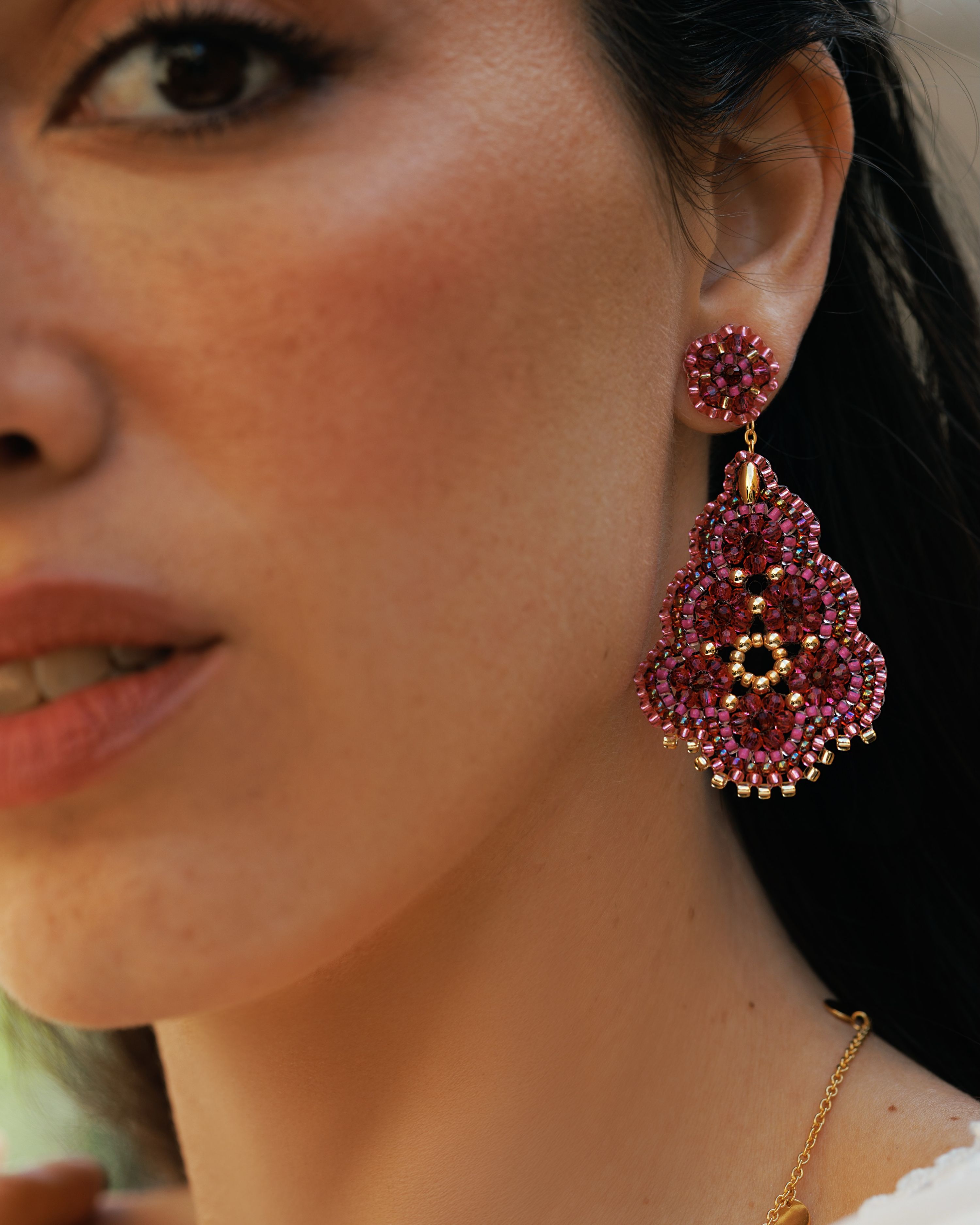 If Your Summer Outfit Isn’t Colourful, Are You Even On Vacation: Kreole Pink Emaille/ Boho Small Circle Soft Rose/ Boho Flower Drops Pink Red … CAJOY 🩷🌺
