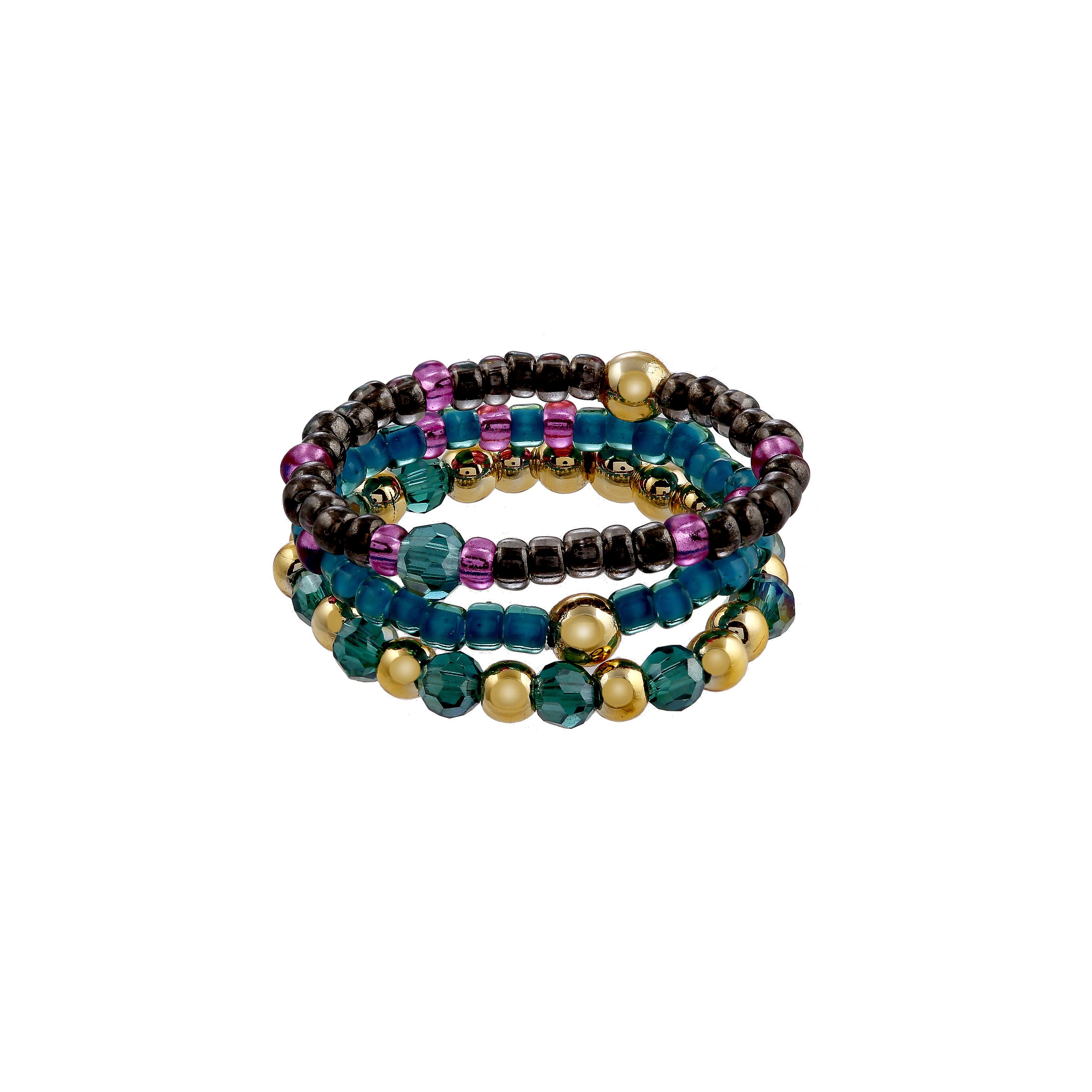 Boho Combination Ringe Petrol/Pink Boho Combination Ringe Petrol/Pink